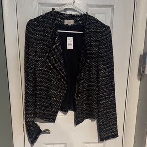 LOFT Black and Cream Textured Blazer